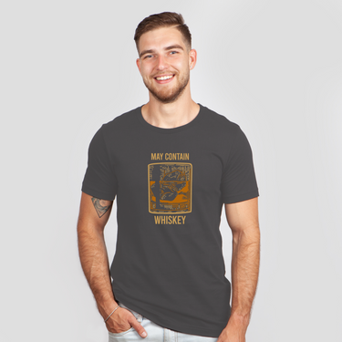 may contain whiskey glass dark gray colored shirt